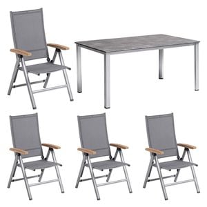 Kettler Cirrus Gartenmöbel-Set M verstellbar (4 Plätze) Tisch 160x90cm