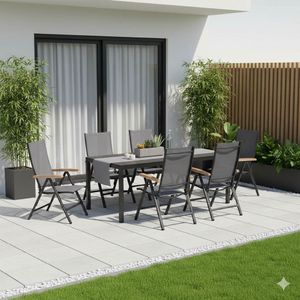 Kettler Cirrus Gartenmöbel-Set L verstellbar (6 Plätze) mit OUTLIV. Tisch 220x100cm