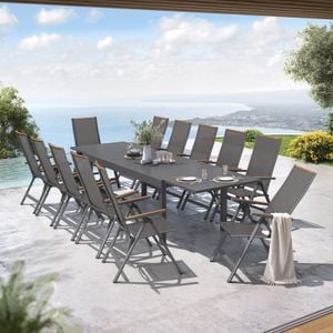 OUTLIV. Jacob Gartenmöbel-Set XL verstellbar (8 Plätze) Tisch 200/320x100,5cm