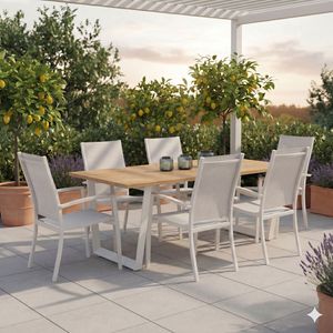 LifestyleGarden Panama Gartenmöbel-Set L (6 Plätze) Tisch 216x99cm