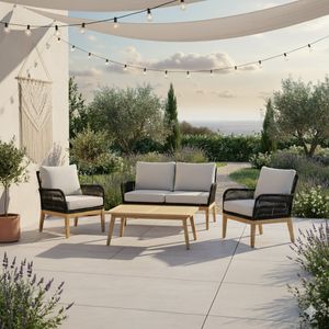 Acamp Mykonos Loungeset inkl. Loungetisch Akazie/Rope  