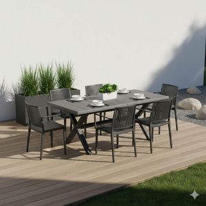 Siena Garden Lane Gartenmöbel-Set L (6-Plätze) Tisch 200/260x100cm