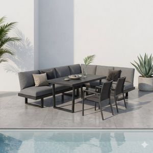 OUTLIV. Atlanta Dininglounge verstellbar Tisch 160x90cm Aluminium/Olefin