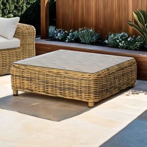 OUTLIV. Versailles Loungetisch 101x101cm Geflecht/Glas