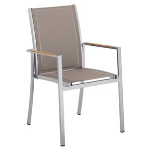 OUTLIV. Oviedo Stapelsessel Edelstahl/Textilene mit Teakarmlehnen