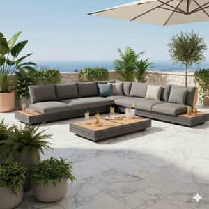 Zebra Cubo Neo Ecklounge inkl. Loungetische Aluminium/Sunproof