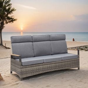 LC Garden Keramo Teak Gartensofa inkl. Kissen Aluminium/Geflecht