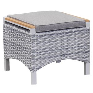 LC Garden Keramo Loungehocker Aluminium/Geflecht/Teak