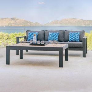 LifestyleGarden Palau Loungeset 2-tlg Tisch 143x80cm Aluminium/Olefin/Teak