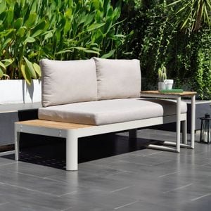 LifestyleGarden Portals Gartensofa inkl. Beistelltisch Aluminium/Teak/Olefin