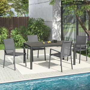 Siena Garden Tisch Velia Gartenmöbel-Set 200/260x100cm Anthrazit/Charcoal mit Grey 9-tlg