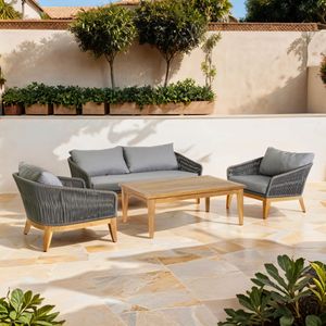 OUTLIV. Santorin Loungeset 4-tlg. Teak/Rope/Olefin