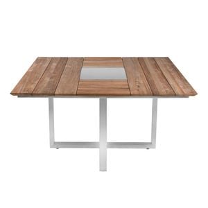 Zebra Quadux Tisch 140x140 cm Edelstahl/Teak