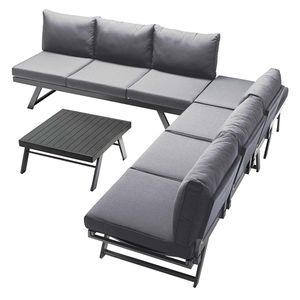 Siena Garden Waikiki Loungebett inkl. Dach Aluminium/Textil  Anthrazit/Hellgrau