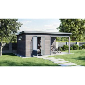 Wolff Finnhaus WPC-Trend D+ Gartenhaus 560x287cm+Loungenanbau