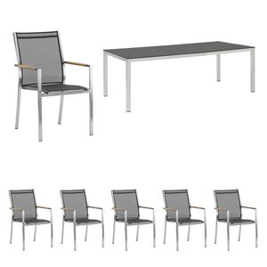 Zebra One Gartenmöbel-Set 7-tlg. Tisch 220x100cm