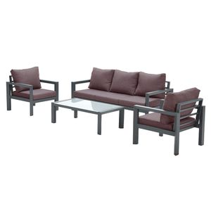 Garden Impressions Zion Lounge-Gruppe 4-tlg. Aluminium/Polster + Tisch 120x60 cm
