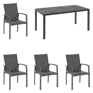 Hartman Canterbury Gartenmöbelset 5-tlg.Tisch 160x90cm Alu/Glas