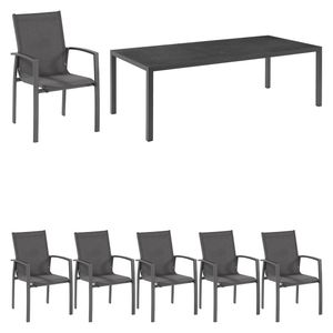 Hartman Canterbury Gartenmöbelset 7-tlg.Tisch 220x100cm Alu/Glas