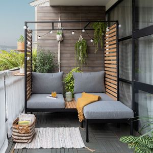 LifestyleGarden Femalcony Loungeset Aluminium/Teakholz