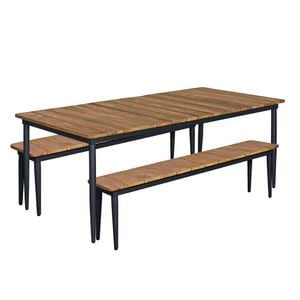 OUTLIV. Clark Gartenmöbelset 3-tlg Tisch 220x100 Aluminium/Teak  recycelt
