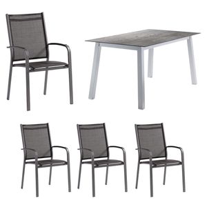 Sieger Meran Gartenmöbelset 5-tlg. mit Tisch 160x90cm