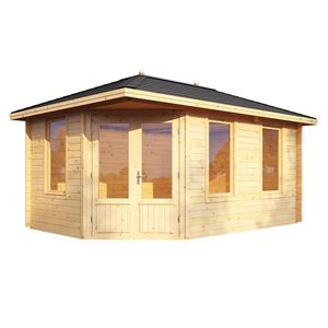 Wolff Finnhaus Anna 40-A/1 Gartenhaus 473x319+schwarze eckige Dachschindeln