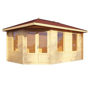 Wolff Finnhaus Anna 40-A/1 Gartenhaus 473x319cm+rote eckige Dachschindeln
