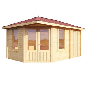 Wolff Finnhaus Anna 40-A/2 Gartenhaus 473x319cm+rote eckige Dachschindeln
