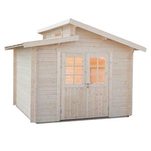 Wolff Finnhaus Bornholm 40-A Typ 2 Gartenhaus 290x240cm mit Halbglas-Tür