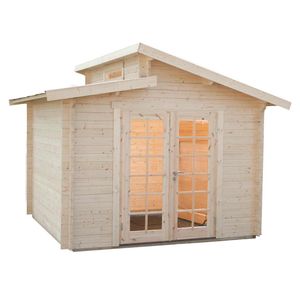 Wolff Finnhaus Bornholm 40-B Typ 3 Gartenhaus 320x320cm mit Vollglas-Tür