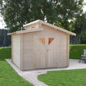 Wolff Finnhaus Bornholm 40-B Typ 4 Gartenhaus 320x320cm mit Dreieckglas-Tür