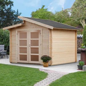 Wolff Finnhaus Bornholm 40-B Typ 5 Gartenhaus 320x320cm mit Milchglas-Tür