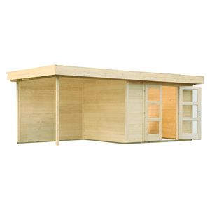 Wolff Finnhaus Calais Gartenhaus mit Anbau+Rückwand 555x250cm