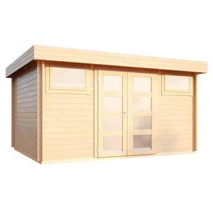 Wolff Finnhaus Metz C Gartenhaus 400x300cm Milchglas-Doppeltür + 2 Fenster