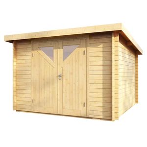 Wolff Finnhaus Pulti 34-C Typ 4 Gartenhaus 300x300+Dreieckglastür