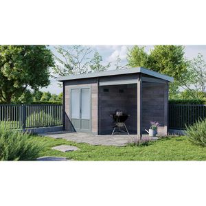 Wolff Finnhaus WPC-Trend B+ Gartenhaus 444x187cm+Anbau 200cm