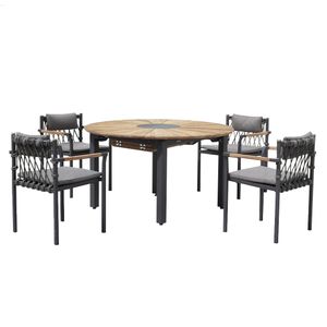 Zebra Beatrix Gartenmöbel-Set 5-tlg.Tisch 135/185xØ135cm