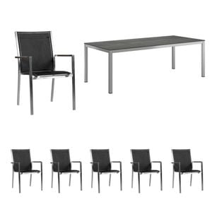 Zebra One Gartenmöbel-Set 7-tlg. Tisch 220x100cm