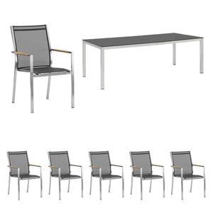 Zebra One Gartenmöbel-Set 7-tlg. Tisch 220x100cm