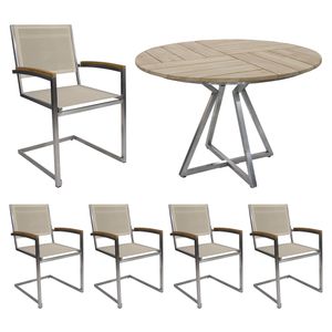 Zebra Pontiac Gartenmöbelset 6-tlg. mit Tisch Ø110x75cm