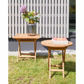LC Garden Riva Beistelltisch Garten 50x50cm Teak Garten und Freizeit