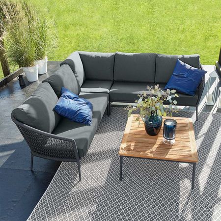 Musterring Ecklounge Aluminium/Kordel Anthrazit/Grau Gartenund
