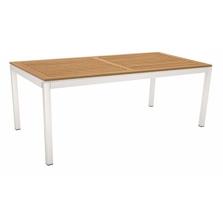 Stern Gartentisch 200x100cm Aluminium/Teak Weiß/Natur Garten und Freizeit