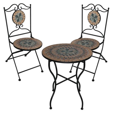 OUTLIV. Mosaik Gartentisch Ø120 cm Eisen/Mosaik Schwarz/Mosaik | Garten