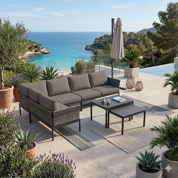 Siena Garden Aurelio Ecklounge inkl. Loungetisch Aluminium/Geflecht/Polypropylen Dunkelgrau L18214