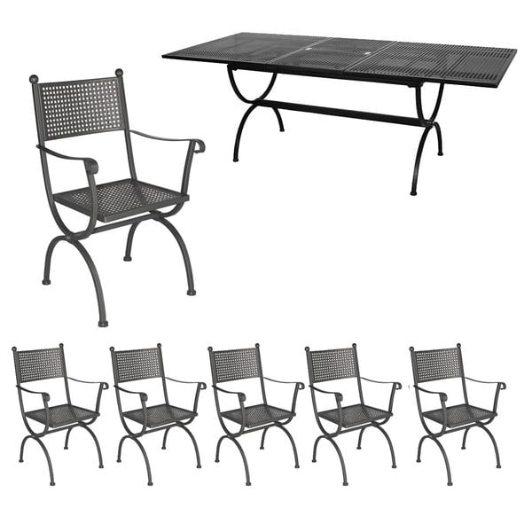 MBM Romeo Gartenmöbel-Set L (6 Plätze) Tisch 168/210x100cm