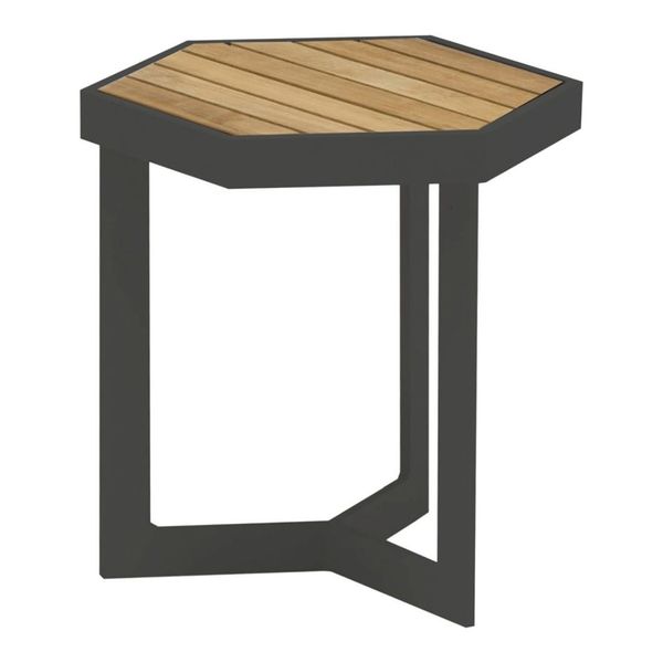 Zebra Sixx Beistelltisch 40x35cm Aluminium/Teak Dunkelgrau AR6188