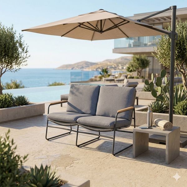 OUTLIV. Maranello Gartenloungesofa Stahl/Rope Schwarz|Hellgrau HUSA201904090020