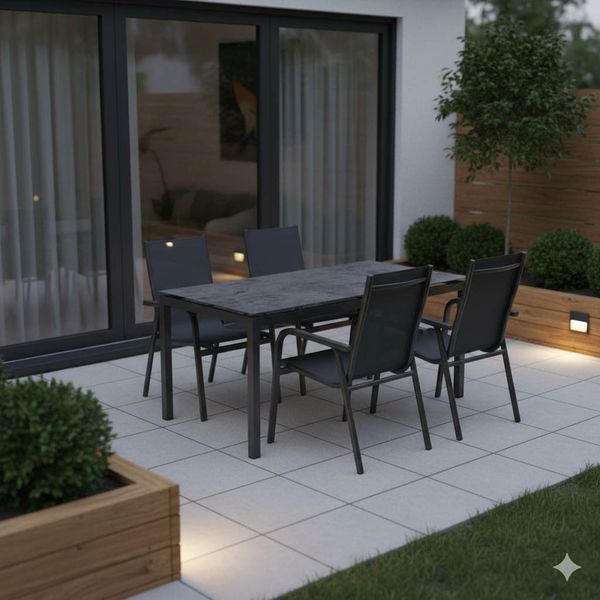 Kettler Basic Plus Gartenmöbel-Set M (4 Plätze) mit OUTLIV. Tisch 160x90cm Dunkelgrau SET-1426505